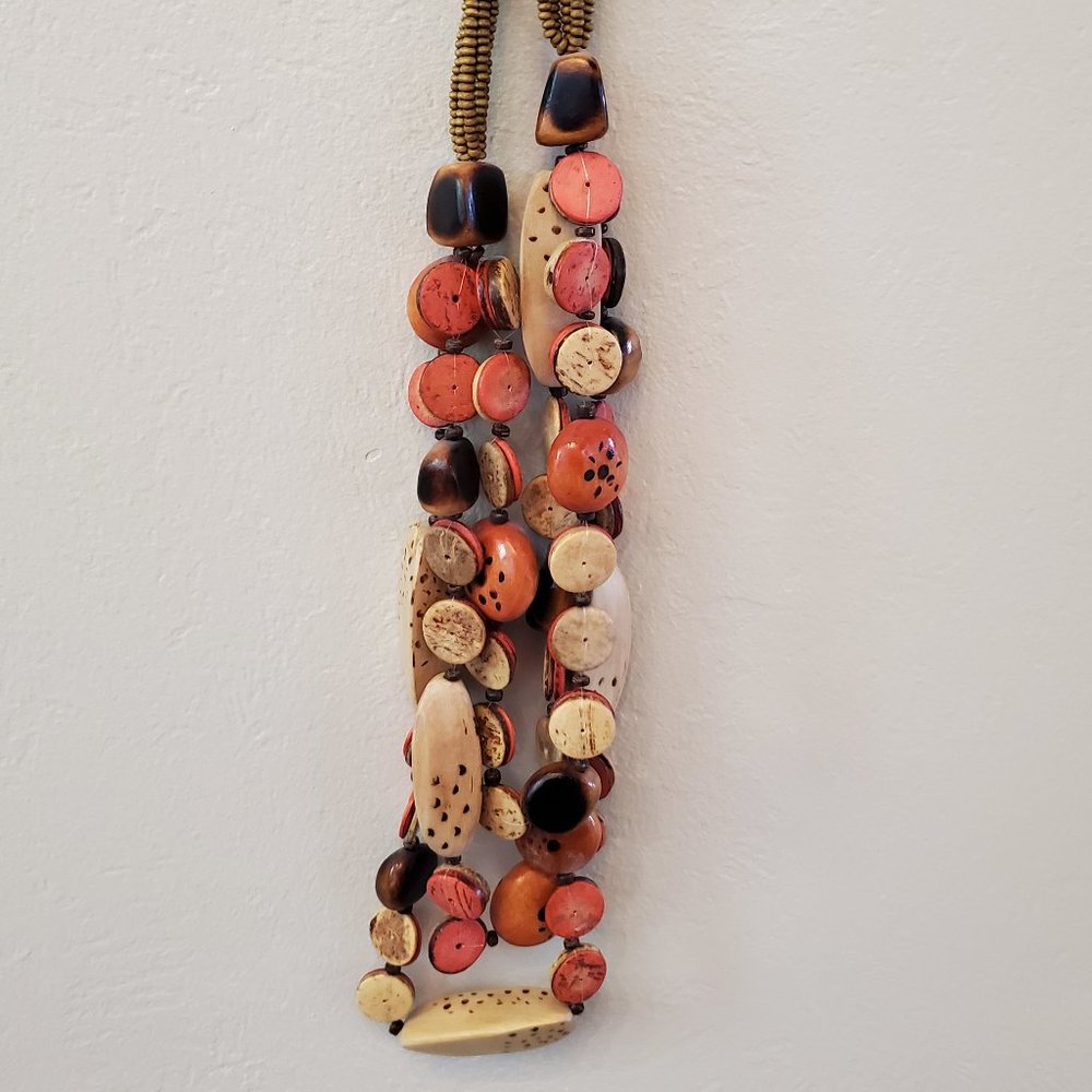 Wood African statement necklace